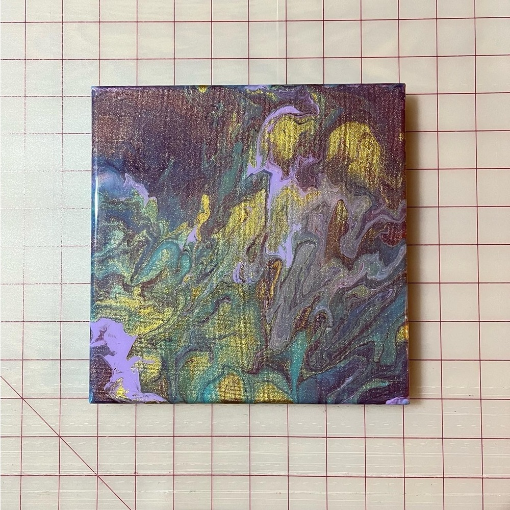 8”x8” acrylic epoxy sealed resin painting